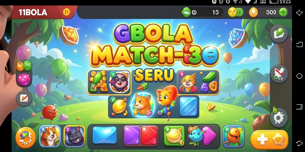 Tampilan menarik dari gameplay Match-3 11BOLA yang menantang.