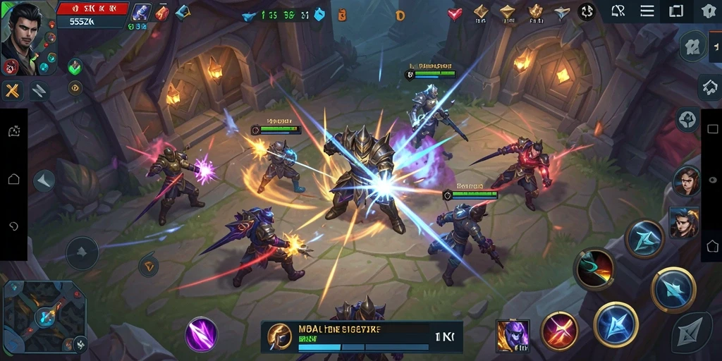Tampilan gameplay mendebarkan dalam pertarungan MOBA.
