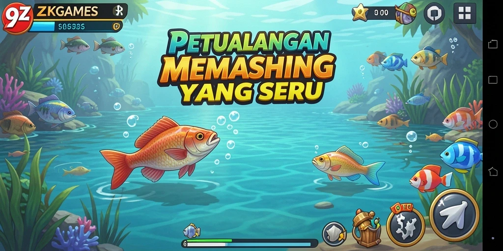 Tampilan gameplay seru di 9ZKGAMES dengan pengalaman memancing yang memikat.