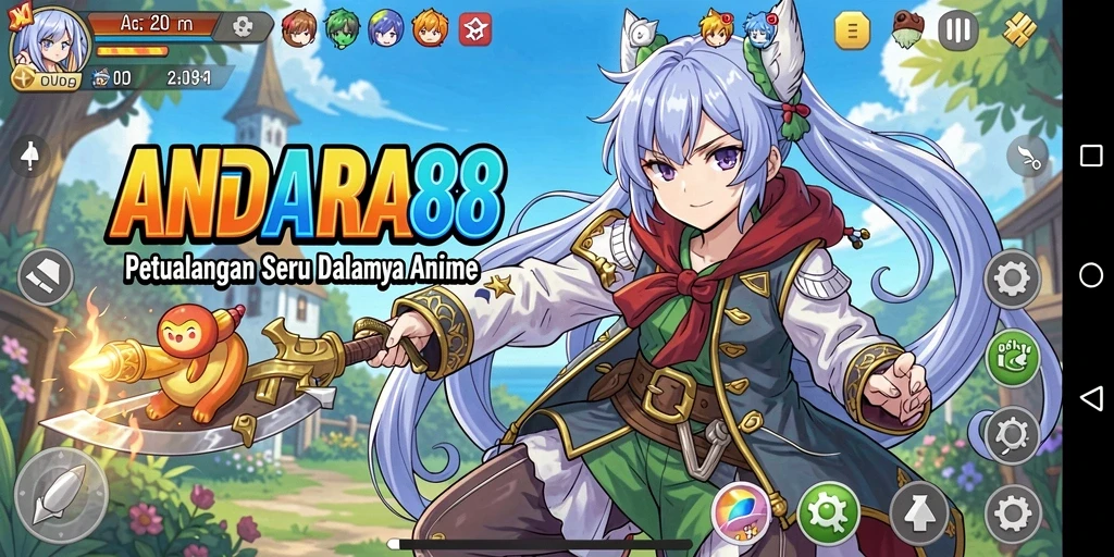 Tampilan penuh warna dari gameplay ANDARA88 yang menampilkan karakter-karakter anime.