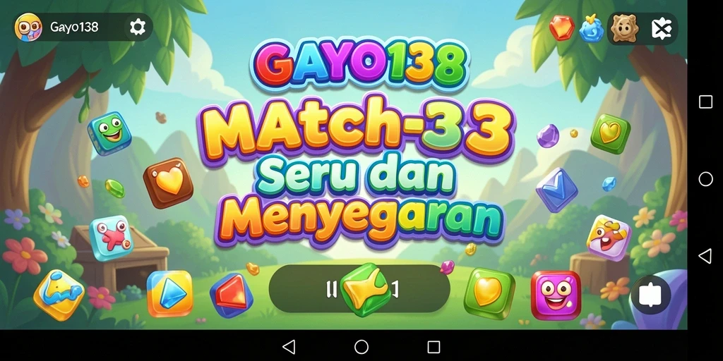 Screenshot GAYO138 menampilkan gameplay seru mencocokkan item dalam Match-3.