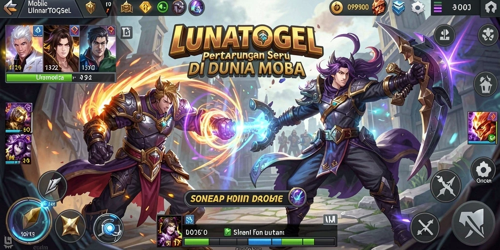 Tangkapan layar LUNATOGEL menampilkan aksi pertarungan MOBA yang mendebarkan.
