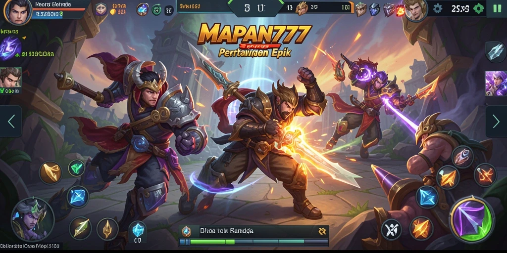 Tangkapan layar dari gameplay MAPAN777 dengan aksi intens di arena pertarungan.