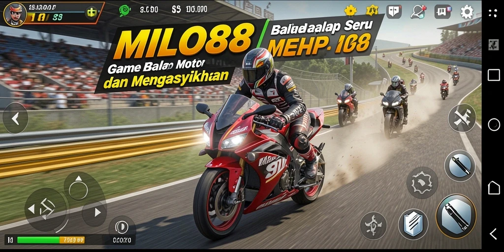 Tangkapan layar gameplay MILO88 yang mendebarkan saat balap motor.