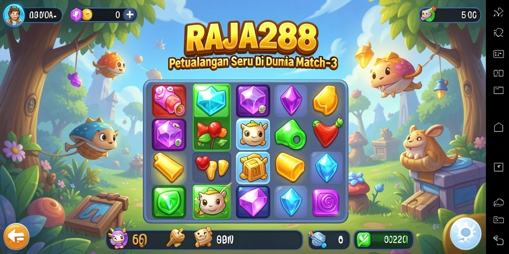 Tampilan gameplay RAJA288 yang menarik dalam aksi Match-3.