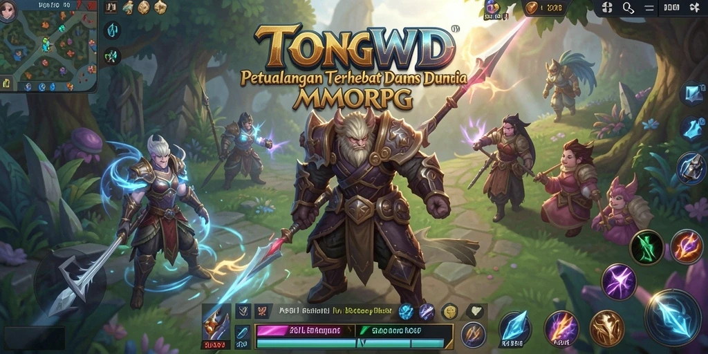 Tampilan gameplay TONGWD yang epik dan penuh aksi dalam dunia MMORPG.