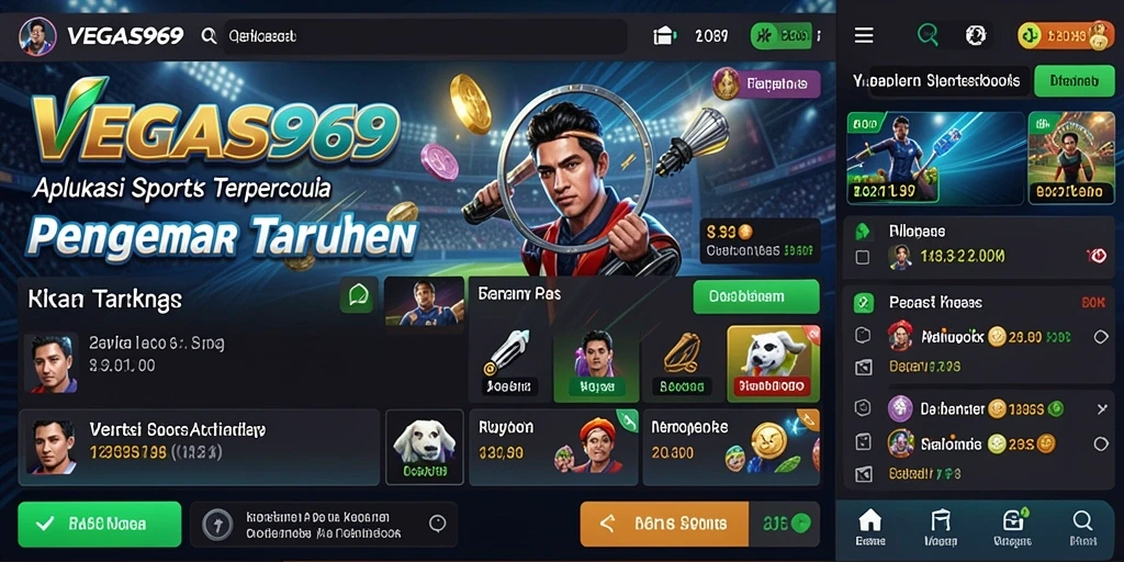 Tampilan utama aplikasi VEGAS969 dengan berbagai pilihan taruhan menarik.